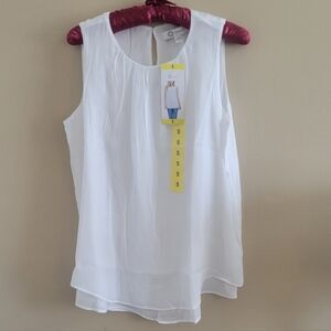 Christina B | Elegant White Sleeveless Top Blouse Tank NEW